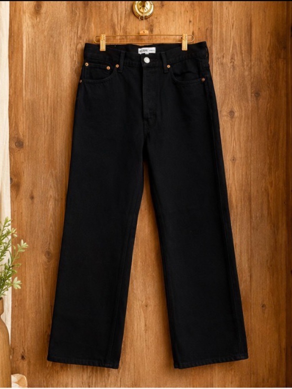 RE/DONE Originals Black Button Fly Straight Leg Jeans Size 29 100% Cotton NWOT